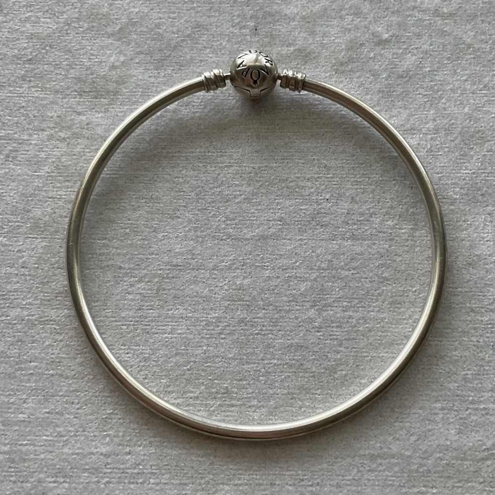 Pandora ALE 925 Sterling Silver Bangle Bracelet Ball Clasp